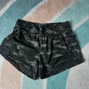 Athleta Printed Mesh Racer Run Shorts